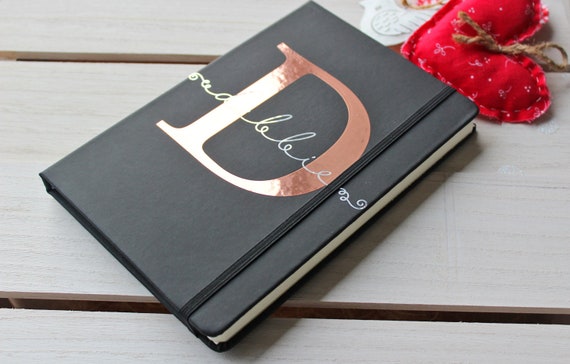 Personalised Notebook With Plain/blank Pages, A5 Black Sketchbook Journal  With Initials/monogram. Teacher Gift, Custom 