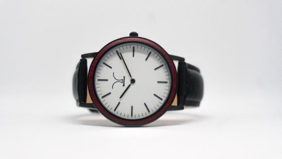 Jet Black Cherry Wood Watch Etsy UK