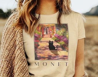 Monet Garden Cat T-shirt, Impressionist Art Tee