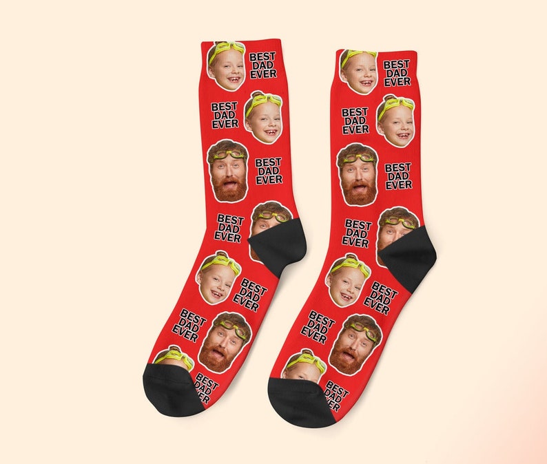 Father's day gift, World's Best 1 Dad Socks, Custom Gift For Dad, Funny Gift For Father's Day, Daddy Gift, Custom Face Socks image 2