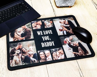 8 Photo Collage Desk Mat, Personalized Photo Mousepad