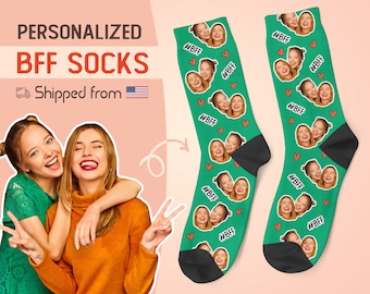 Best Friend Forever Socks, Custom Best Friend Photo Socks, Gift For BFF, Personalized Socks, Custom Photo Socks, Personalized socks
