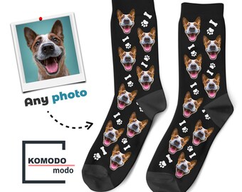dog face printed on socks