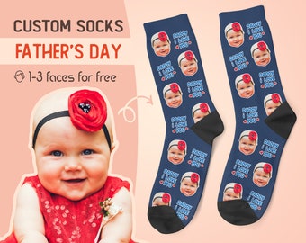 Daddy I Love You Socks, Custom Dad Face Socks, Personalized Dad Sock, Happy Father's Day Socks, Best Gift, World's Best dad #1 Dad Socks