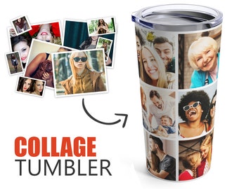 Photos Collage Tumbler, Photos Tumbler, Personalized Travel Mug, Gift for Her, Gift for Mom, Custom Pictures Tumbler, Friend Birthday Gift