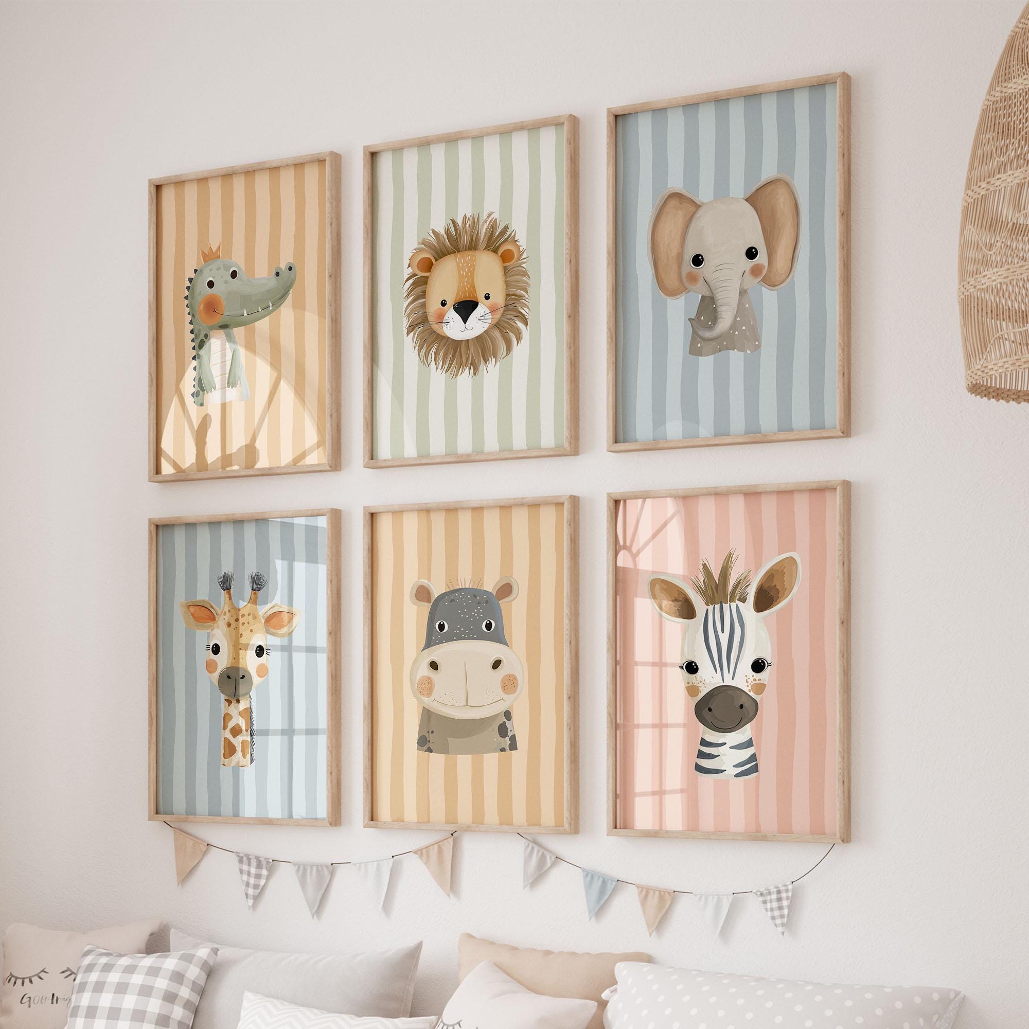 Safari Animal Nursery Prints Bundle, Jungle Animal Wall Art for Kids ...
