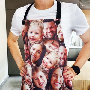 Personalized Faces Apron, Custom Photo Apron for Women and Men, Funny Crazy Face Kitchen Apron Personalized Kitchen Custom Picture Chef Gift