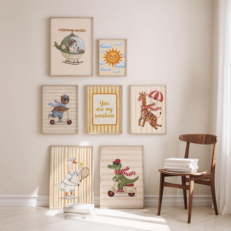Kids Wall Art Prints Megabundle: 100+ Retro Animal Nursery & Playroom ...
