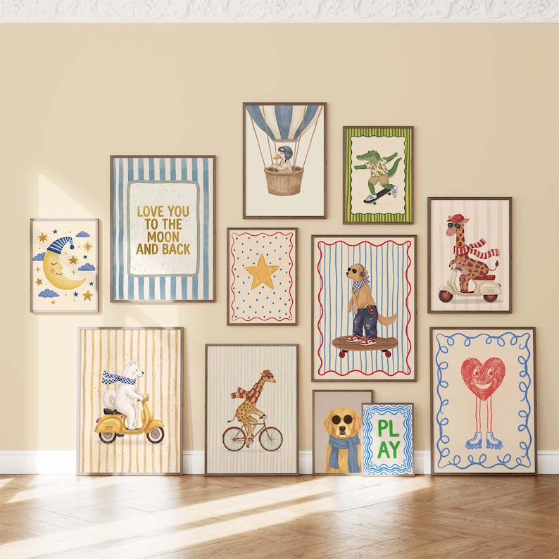 Kids Wall Art Prints Megabundle: 100+ Retro Animal Nursery & Playroom ...