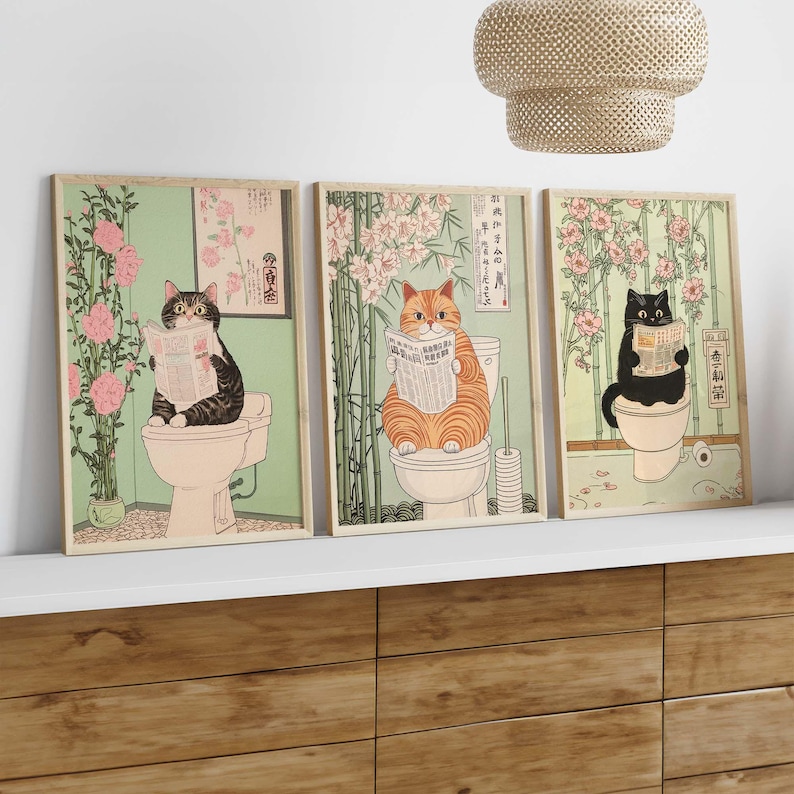 80 Japanese Animal Wall Art Prints, Bathroom Wall Art Decor, Kitchen ...