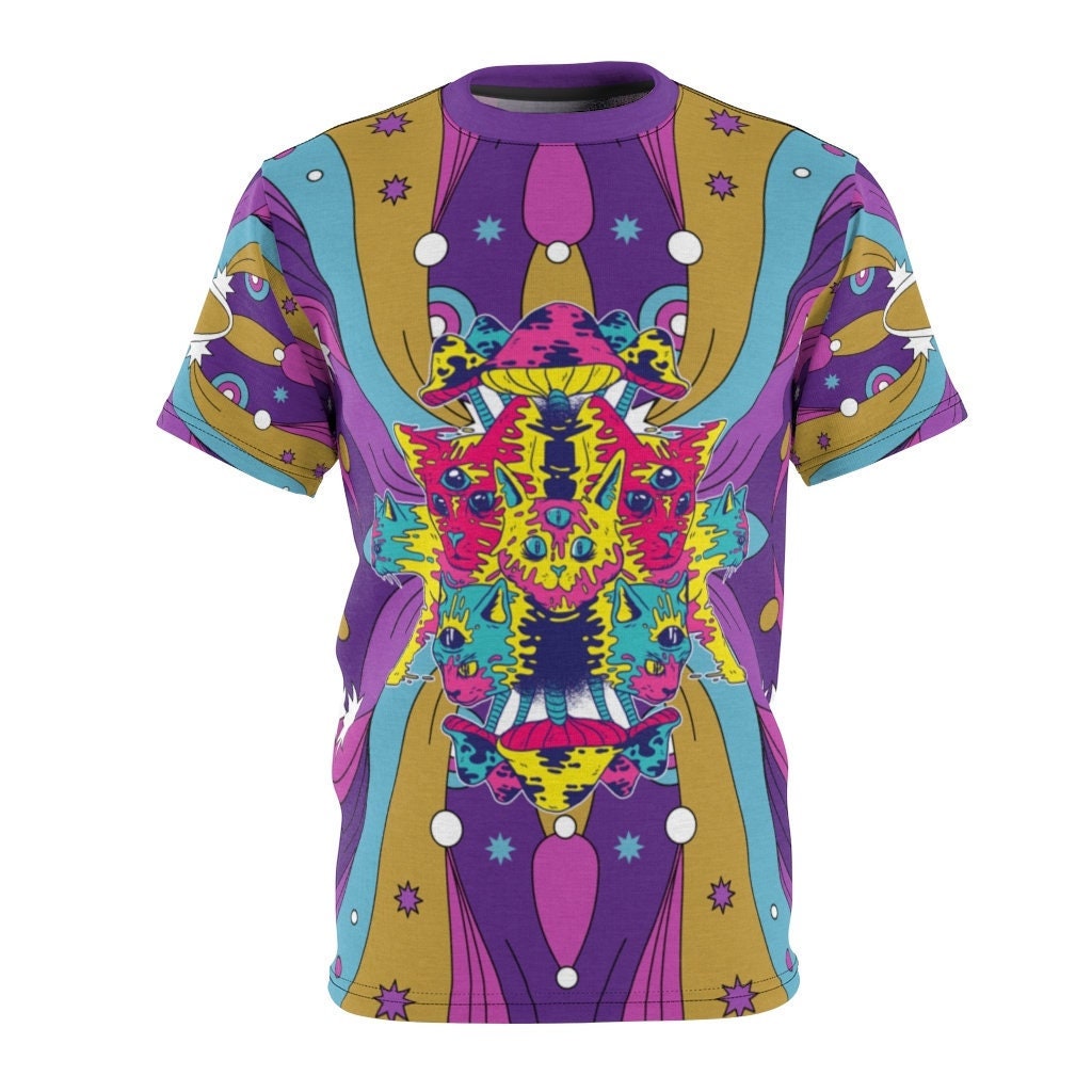Acid Trippy Cats Psychedelic T-shirt 