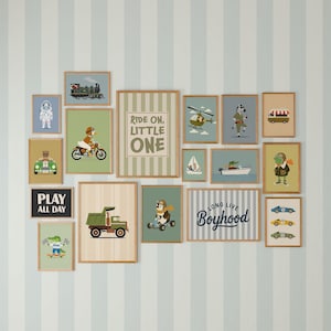 150 väggkonst med retrofordon, barnrumsdekor, barnrumstransporter, set med vintagebilar, digital nedladdning, utskrivbar konst bild 3