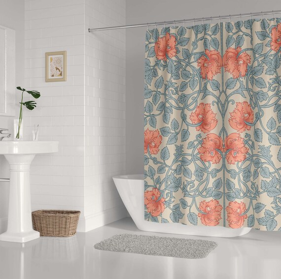 William Morris Vintage Shower Curtain Antique Botanical Etsy