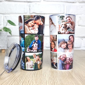 Photo Collage Tumbler, Photo Tumbler, Personalized Travel Mug, Gift for Her, Gift for Mom, Custom Pictures Tumbler, Friend Birthday Gift