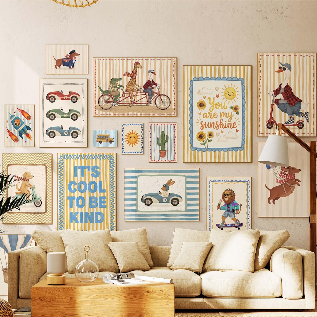 Kids Wall Art Prints Megabundle: 100+ Retro Animal Nursery & Playroom ...