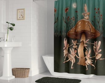 Winter Forest Fairytale Cross Christmas Lights Shower Curtain Set Bathroom Decor 