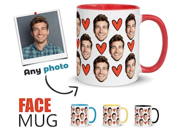 Custom Face Mug - Put Any Photo (Person, Puppy or Cat) On Photo Mug, Boyfriend Girlfriend Gift, Funny Faces Mug, Best Friend Birthday Gift