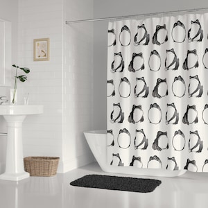 Retro Frogs Shower Curtain, Unimpressed frog Bath Curtain, Bathroom Decor, Waterproof Curtain, Animal print