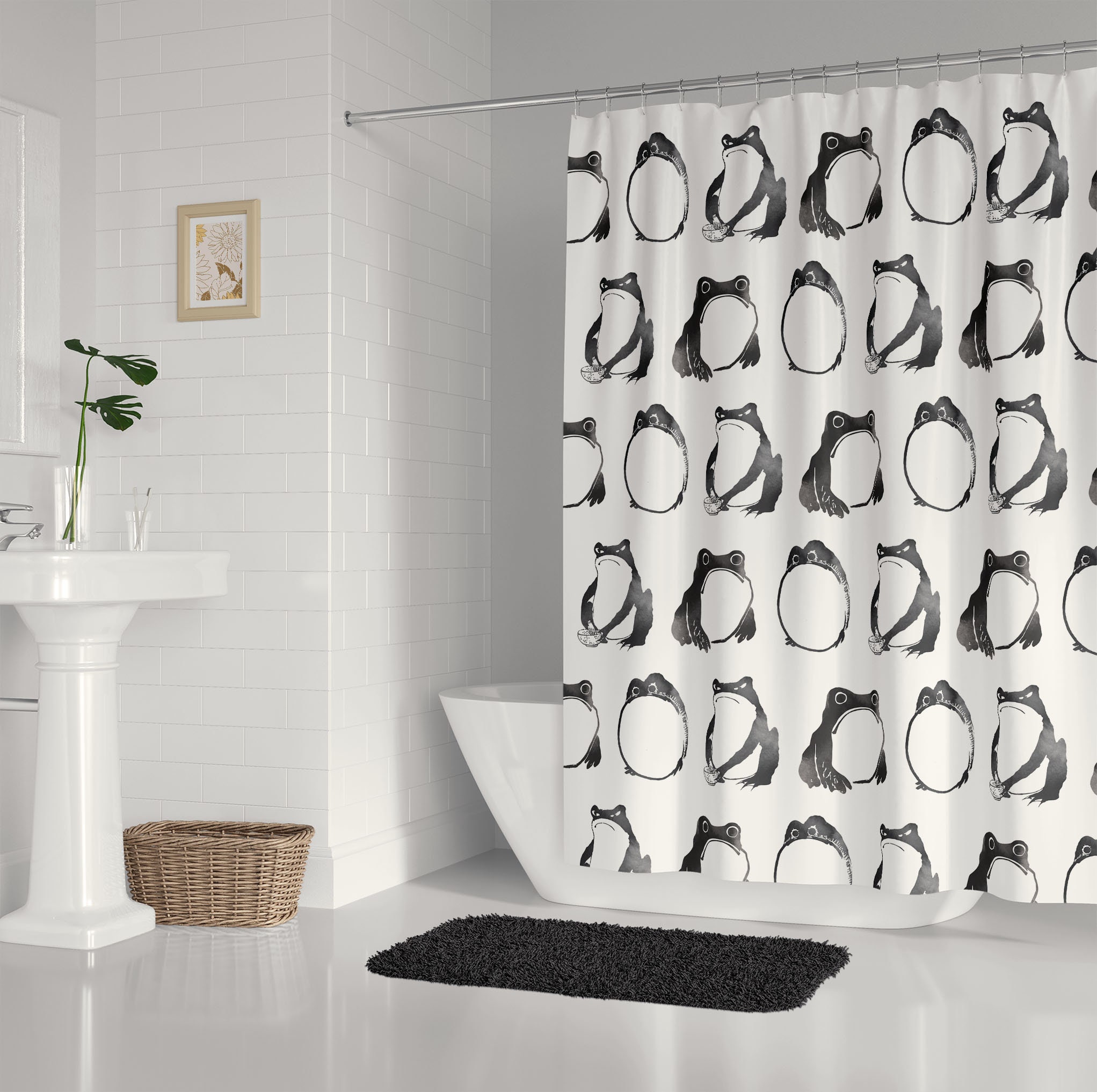 KRISIN Shower Curtain for Bathroom, Polyester Fabric Bathroom