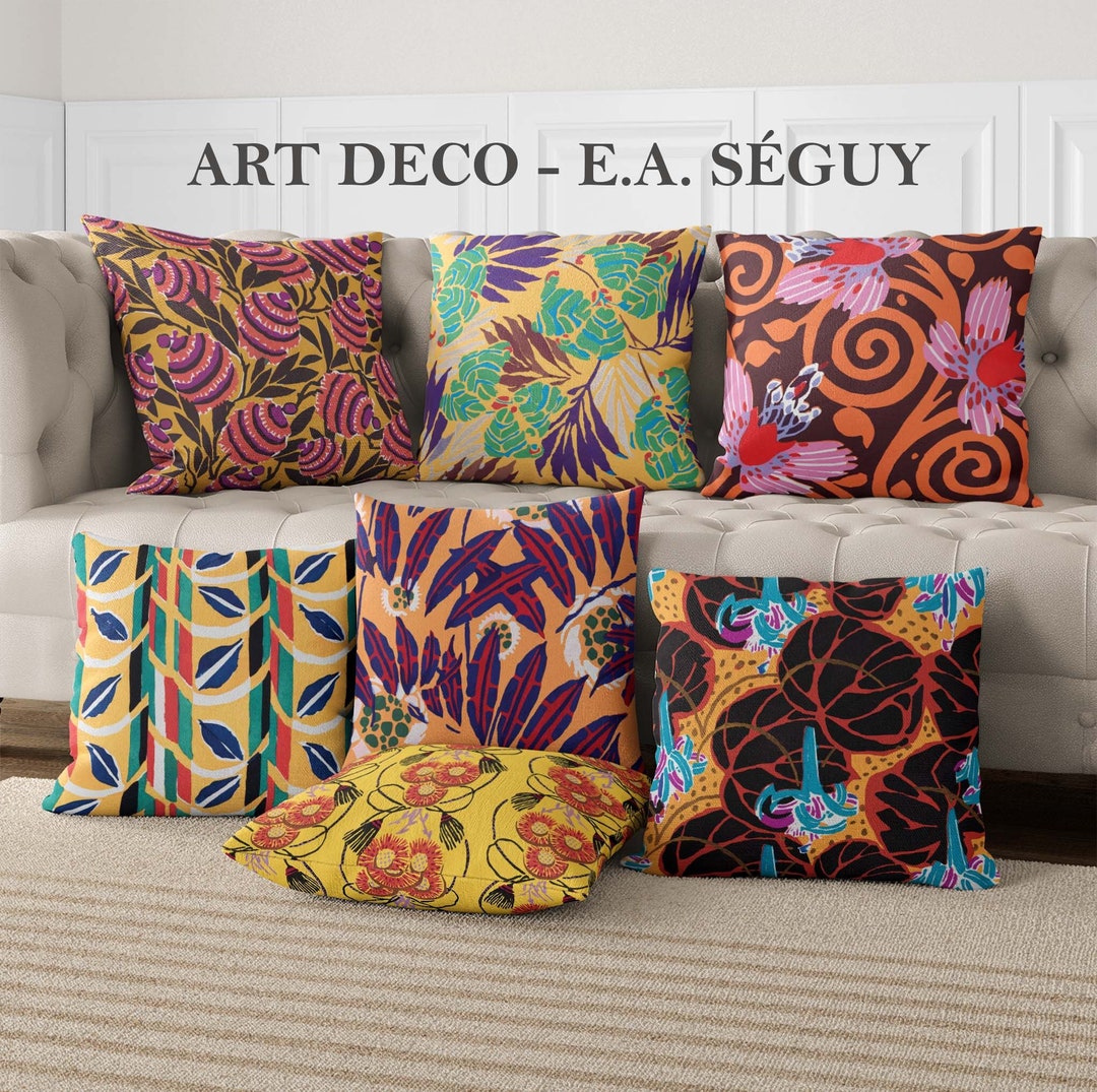 Art Deco Pillow Cover, Botanical Cushion Cover, Flowers Pillow Case