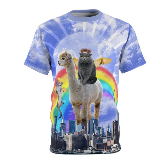 Heiligdom activering Picasso Psychedelic Cat Lama T-shirt Angel Cats Surreal Shirt - Etsy