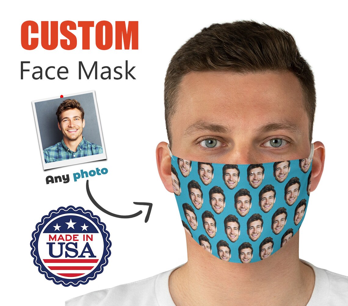 Custom Face Mask Picture Face Mask Personalized Face Mask Etsy