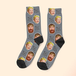 Father's day gift, World's Best 1 Dad Socks, Custom Gift For Dad, Funny Gift For Father's Day, Daddy Gift, Custom Face Socks image 3