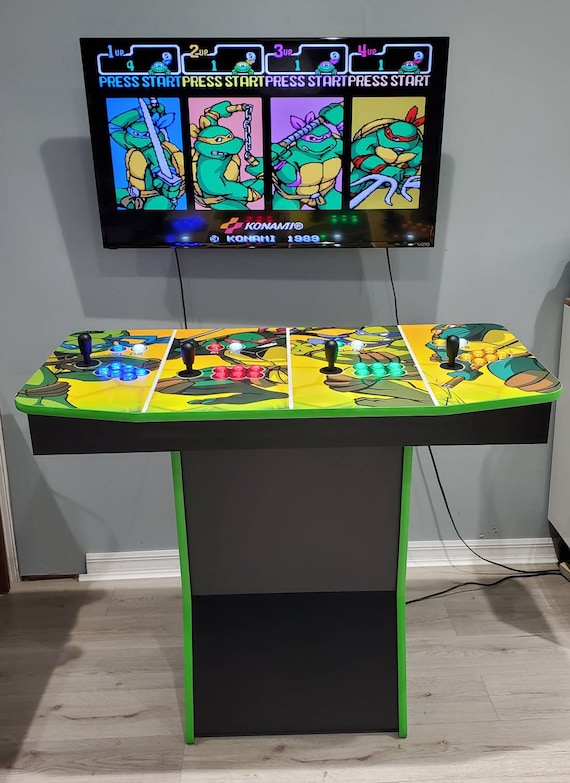 TMNT Plays 5000 Games, 4 Player Pedestal Arcade Machine, LED Buttons. Great  Gameroom or Mancave Addition 