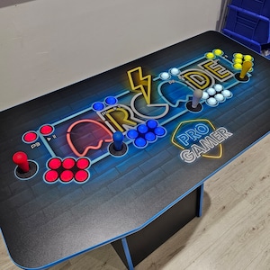 4 Player Arcade Machine Pedestal, Plays 5000 Games, LED Buttons. Great Gameroom or Mancave Addition