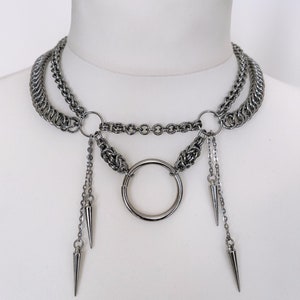Chainmail Choker Stainless Steel Spiked Necklaces