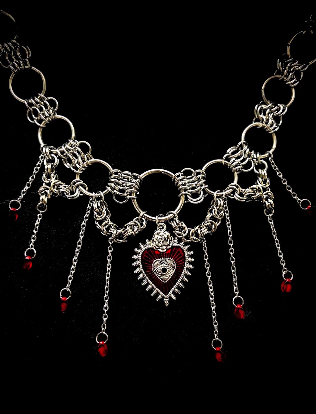 Chainmail Vampire Necklace | Gothic Blood Jewelry | Witchcore Accessory ...