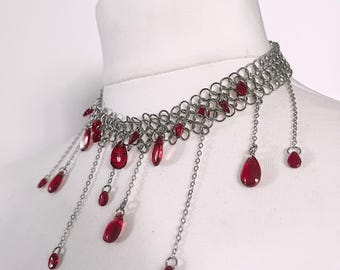 Royal Chainmail Stainless Steel Necklace | Bloody Vampire Choker