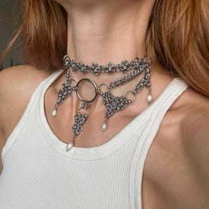 Chainmail choker roestvrijstalen parelketting