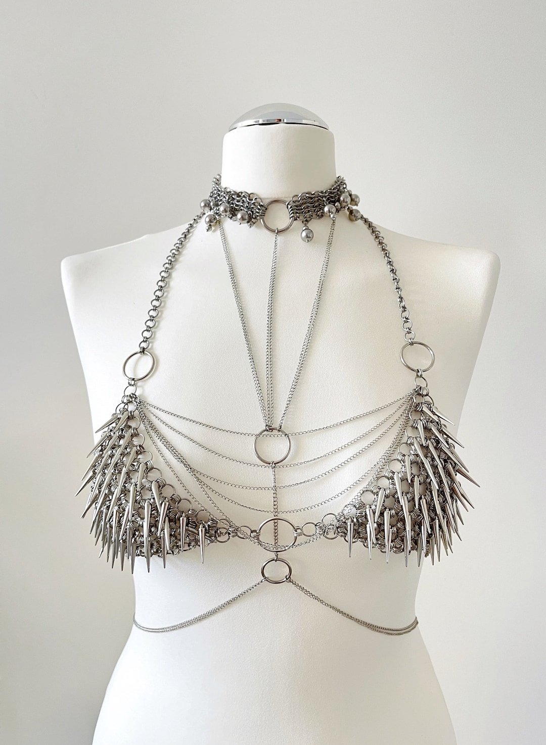 Chainmail Spiked Bra: Stainless Steel Halter Top, Rave Festival Outfit ...