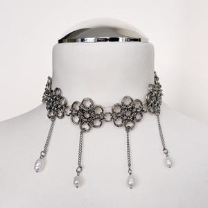 Chainmail choker roestvrijstalen parelketting