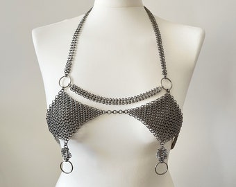 Stainless Steel Chainmail Bra Top | Festival Armor, Renaissance Fair Costume