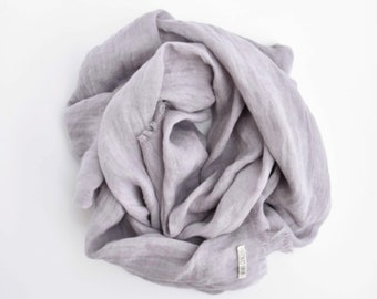 Light gray linen scarf - Natural linen extra long scarf - Linen accessories - Gray large scarf - Linen wrap  shawl - Unisex adults