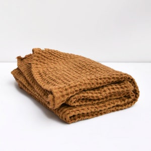 Ochre waffle throw hotsell