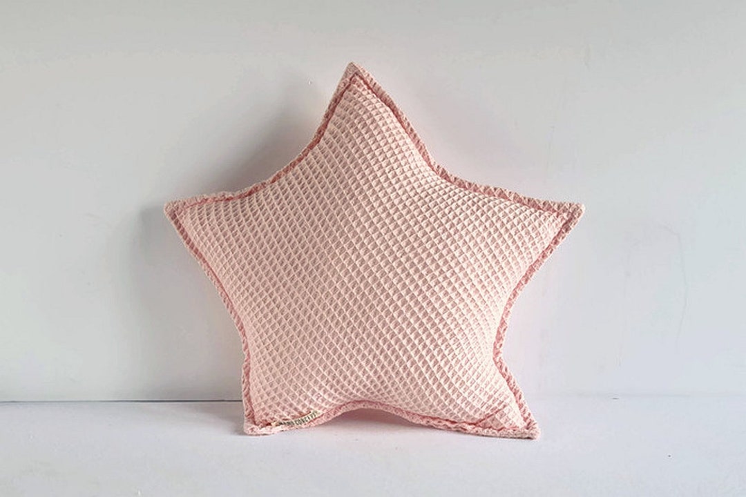 Pink Star Pillow Star Shaped Kids Cushion Cotton Waffle Fabric Star