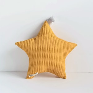 Mustard yellow star pillow - Star shaped throw pillow - Corn yellow star cushion - Kids room decor nurseru pillow - pillow for kids