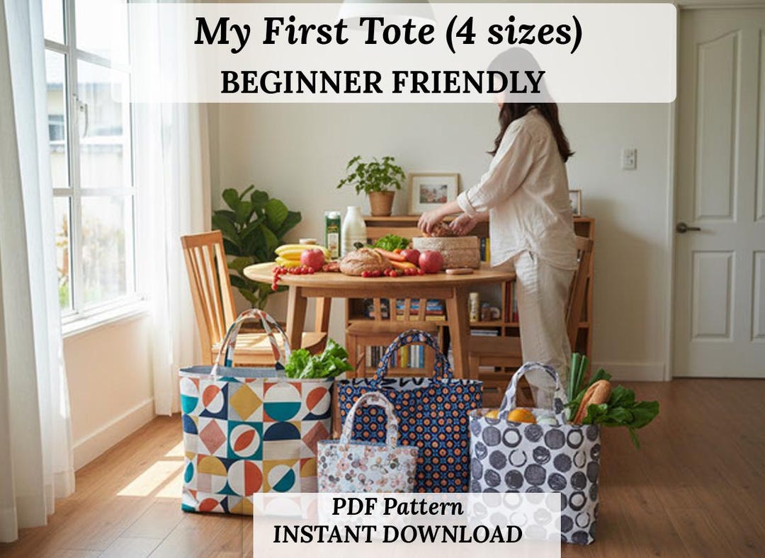 Tote Bag Sewing Pattern (4 Sizes) : Beginner Friendly PDF Template (a4 ...