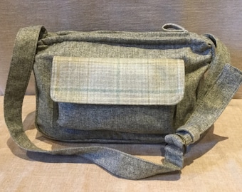Messenger Style Handbag With Hemp Wool Checked Pocket and - Etsy