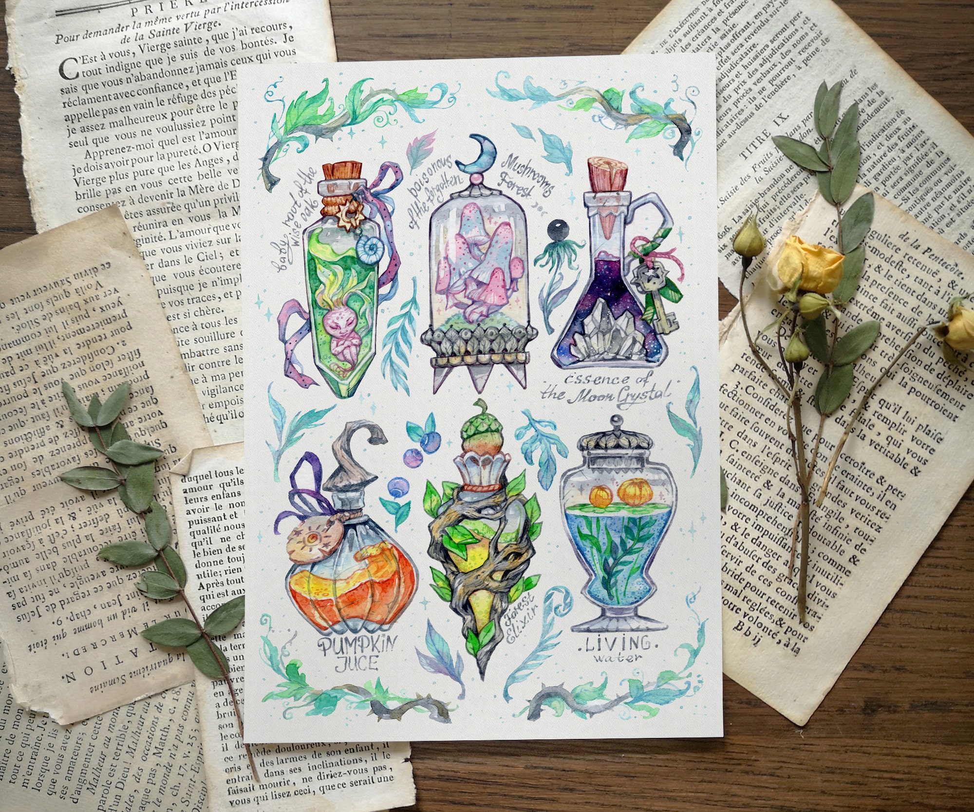 Magic Potions Art Print. A5A4 Witchcraft Witch Supply Art | Etsy