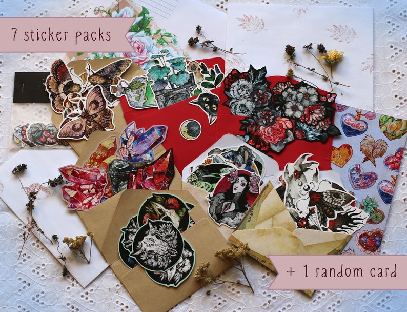 Moon dark gothic halloween sticker pack set of 7 Moon witch sticker bundle Big sticker bomb collection planner journal gift for friend.