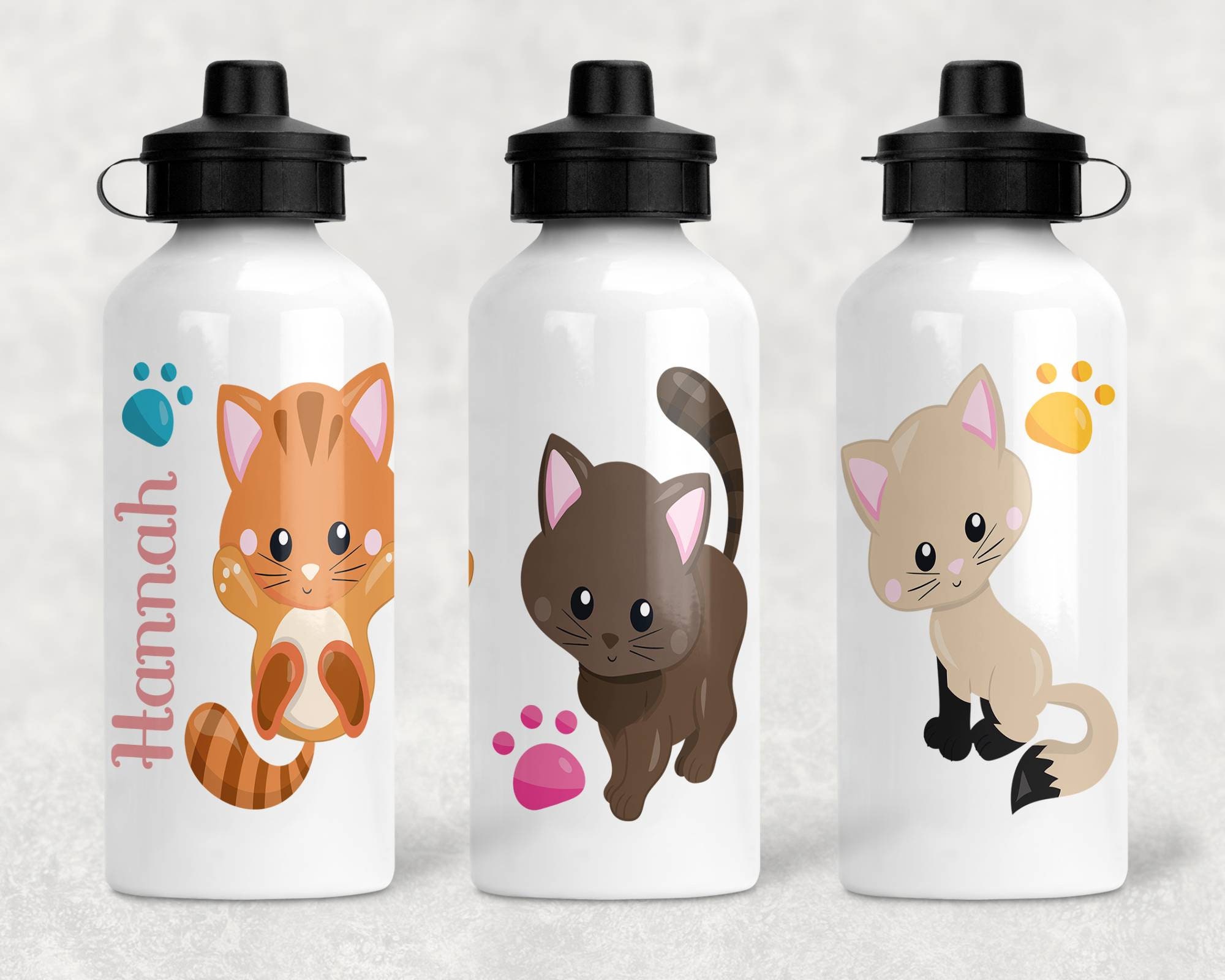 Cat bottle personalised kitten cat water bottle girls | Etsy