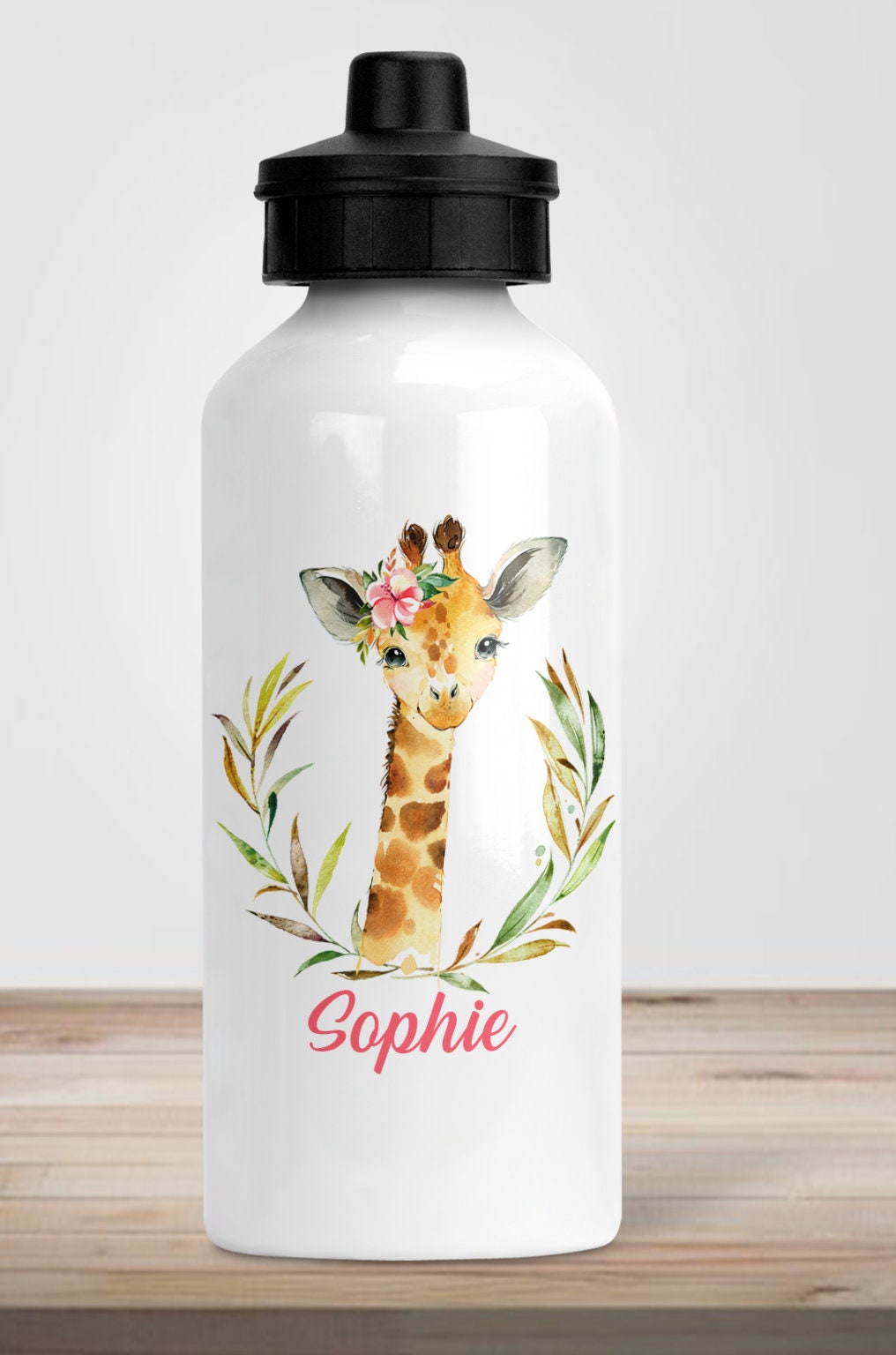 Giraffe water bottle Personalised water bottle Personalised Etsy