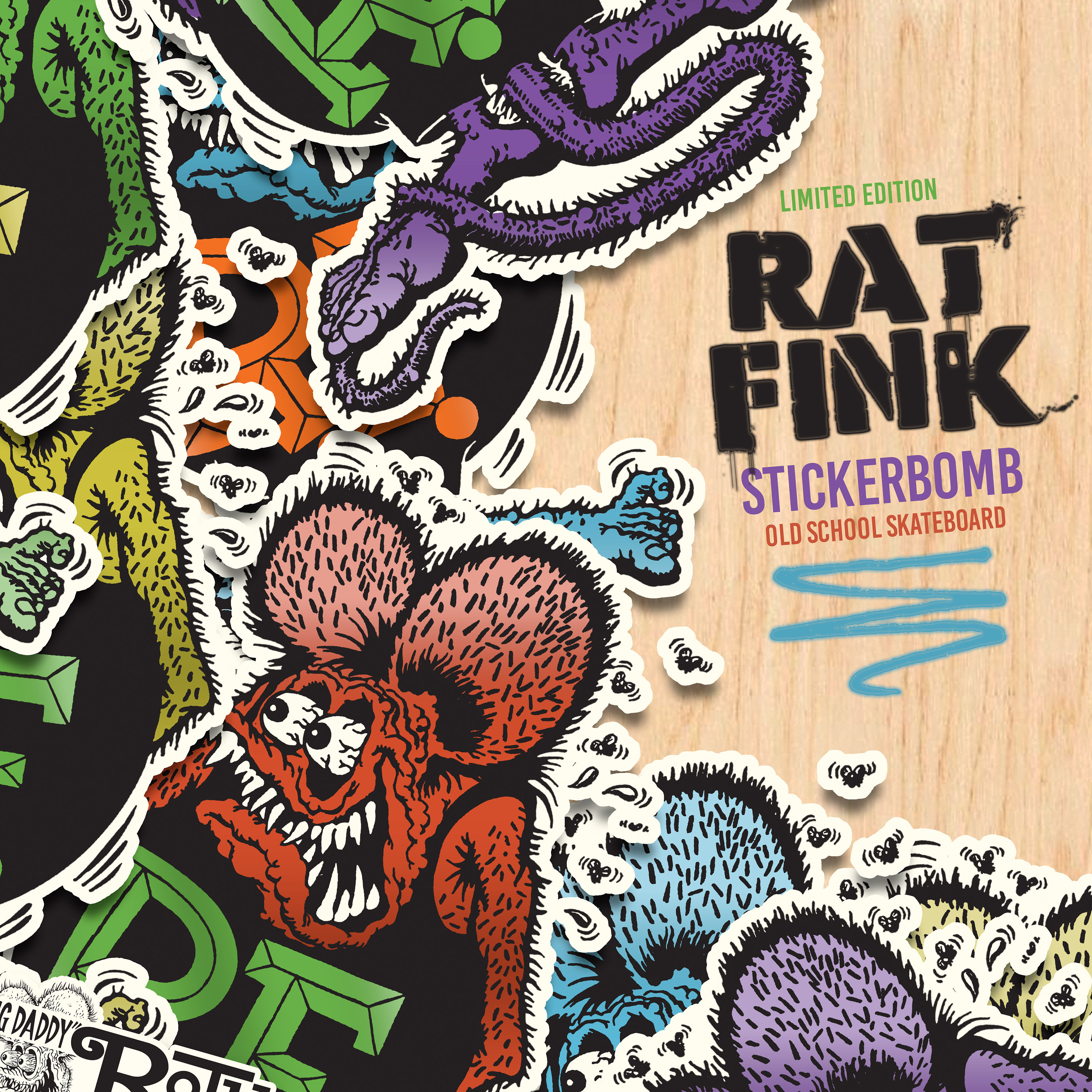 Rat Fink Stickerbomb - Custom Rat Fink Old School Skateboard - Etsy