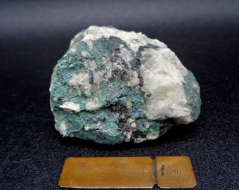 Bornite, Malachite, Calcite from Acton Mine, Acton Vale, Quebec, Canada