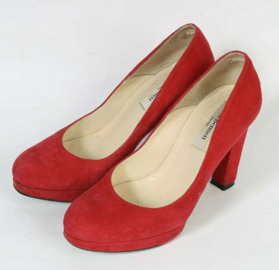 Lk Bennett Palermo Suede Platform Court Shoes Scarlet Uk Etsy