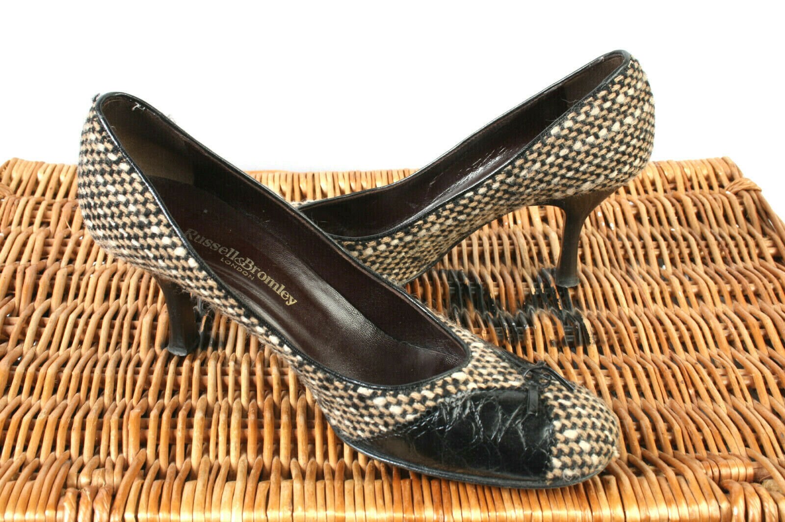 Ladies Russell &Bromley London Tweed y MocCroc Court Shoes UK Etsy